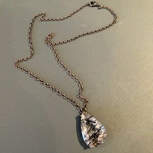 Black Tourmaline & Silver Pendant Necklace